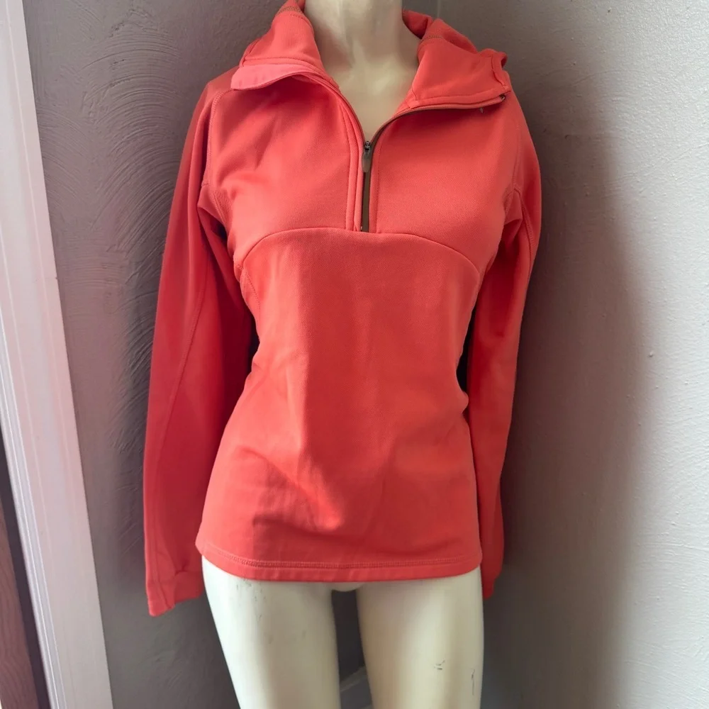 Puma quarter zip pullover hoodie size small orange women's - Picture 2 of 10